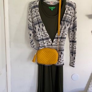 Chevron grey, black, and white button down cardigan